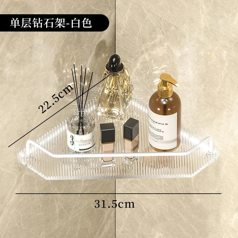 Acrylic bathroom corner shelf - no drilling required, wall-mounted organizer for washroom, shower, and corner storage