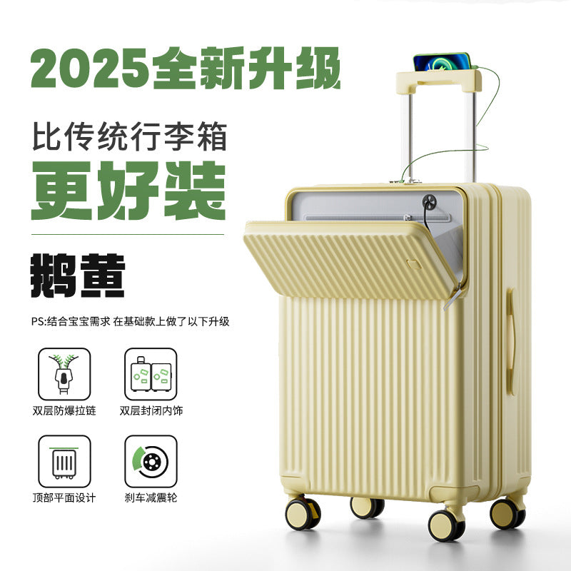 Front open suitcase men's 2024 new large-capacity 28-inch explosion-proof zipper trolley case multi-functional password box women