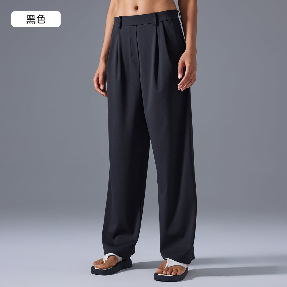 High-waisted, flowy, sporty casual pants for women. loose fit, slimming, versatile wide-leg pants. quick-drying, breathable, straight-leg trousers. d25103
