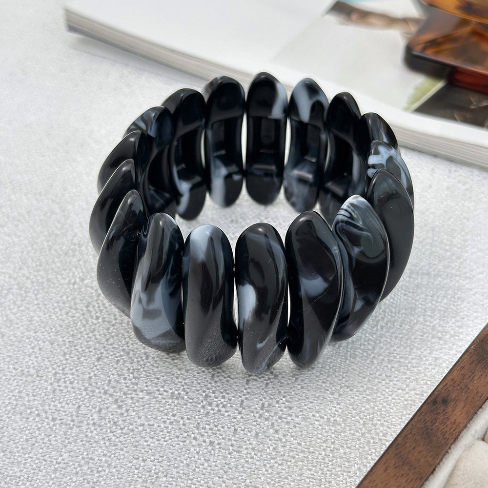 Bracelet women's wholesale european and american cross-border special-shaped splicing elastic resin bracelet niche high-end sense of smudged exaggerated hand jewelry