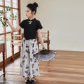 Girls' trendy chinese style wide-leg pants - fresh & chic chinese-inspired flare trousers for kids - comfortable, loose-fit, traditional chinese style pants