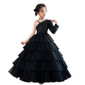 Girls' formal dresses princess gowns high-end little host runway fashion european and american black performance costumes light luxury hepburn style dresses for girls