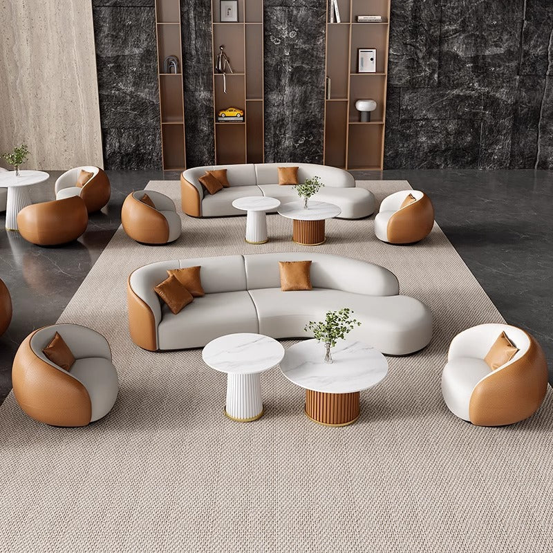 Special-shaped sofa suit combination living room casual modern small apartment high-end cream technology cloth sofa curved cloth