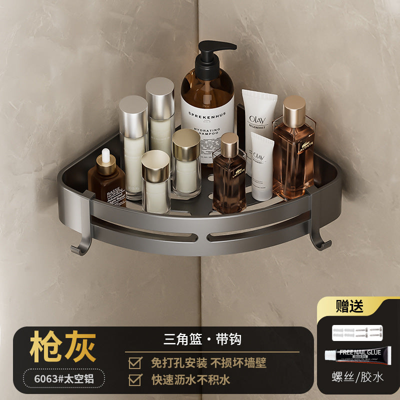Gun gray bathroom bathroom triangle storage rack wall-mounted punch-free corner toilet washroom storage