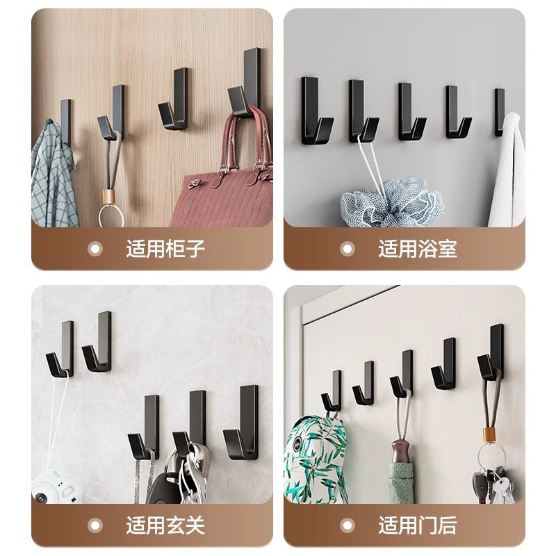 Black coat hook, entryway shoe cabinet hook, coat and hat hook, towel hook, bathroom clothes hook, wardrobe wall-mounted, no-drill installation