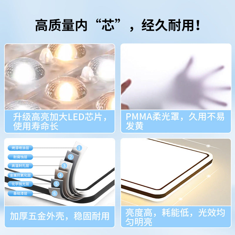 2025 Minimalist style black edge round living room light Zhongshan home improvement lighting whole house package bedroom ceiling light eye protection