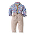 Wholesale new arrivals: children's clothing sets - boys' formal wear, long-sleeved floral shirt with bow tie, spring/summer overalls