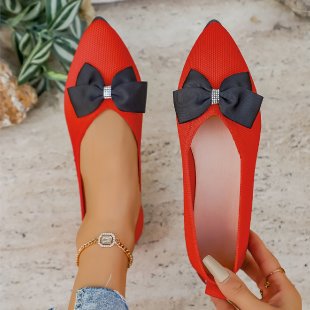 new arrivalplus size women's shoes fly woven slip-on bowscasual breathable knitting slimming look pointed toe flatsflats