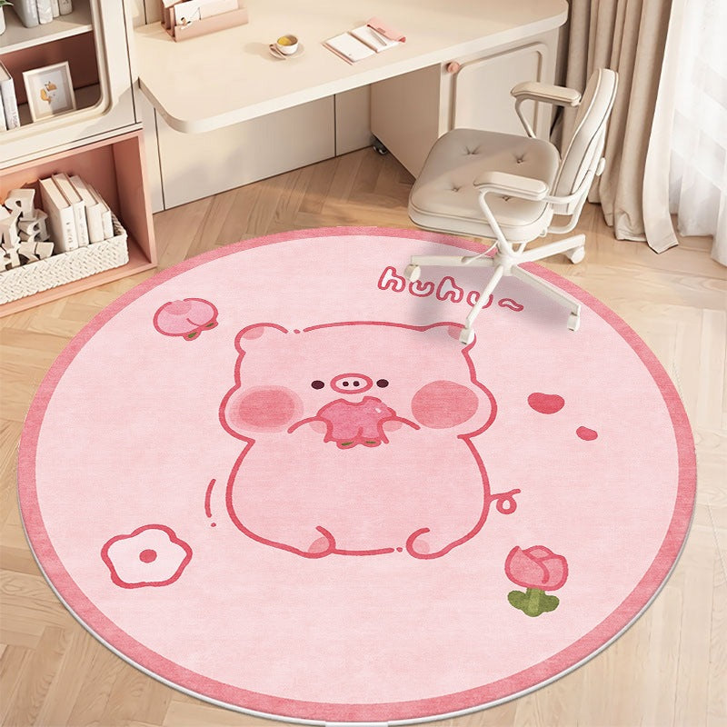 Cute kuromi round rug for living room, computer chair mat for study, foot pad for dressing table in cloakroom, bedside blanket for bedroom