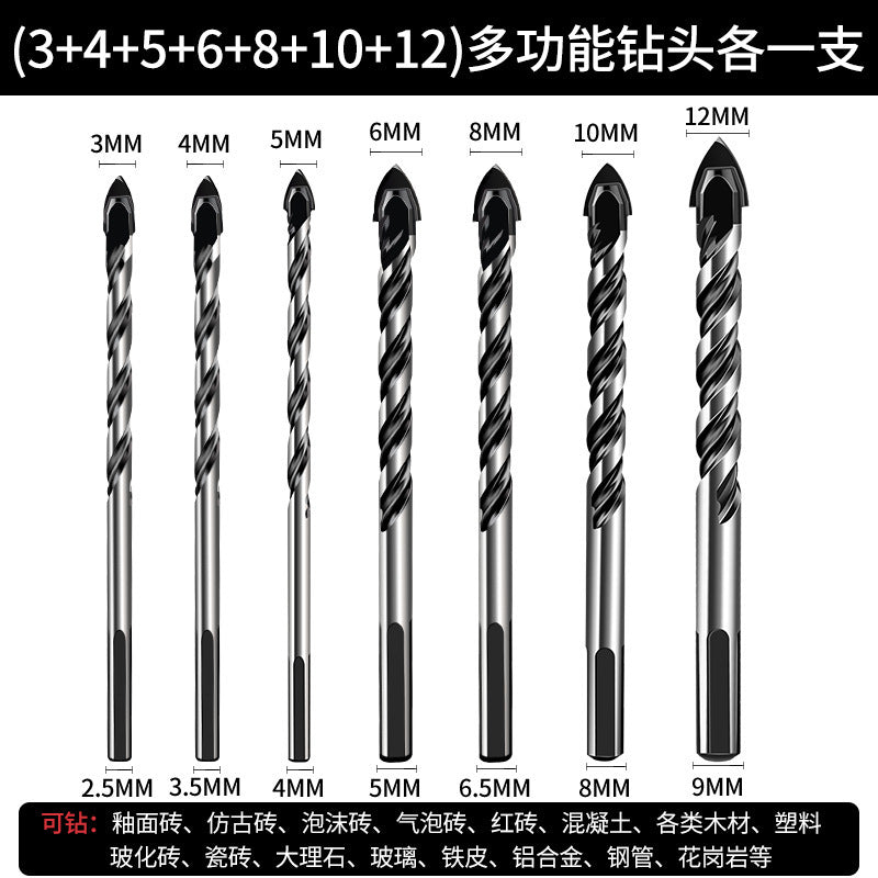 Tile drill bit glass ceramic concrete multi-function cement drill bit alloy punching hand drill triangular drill bit