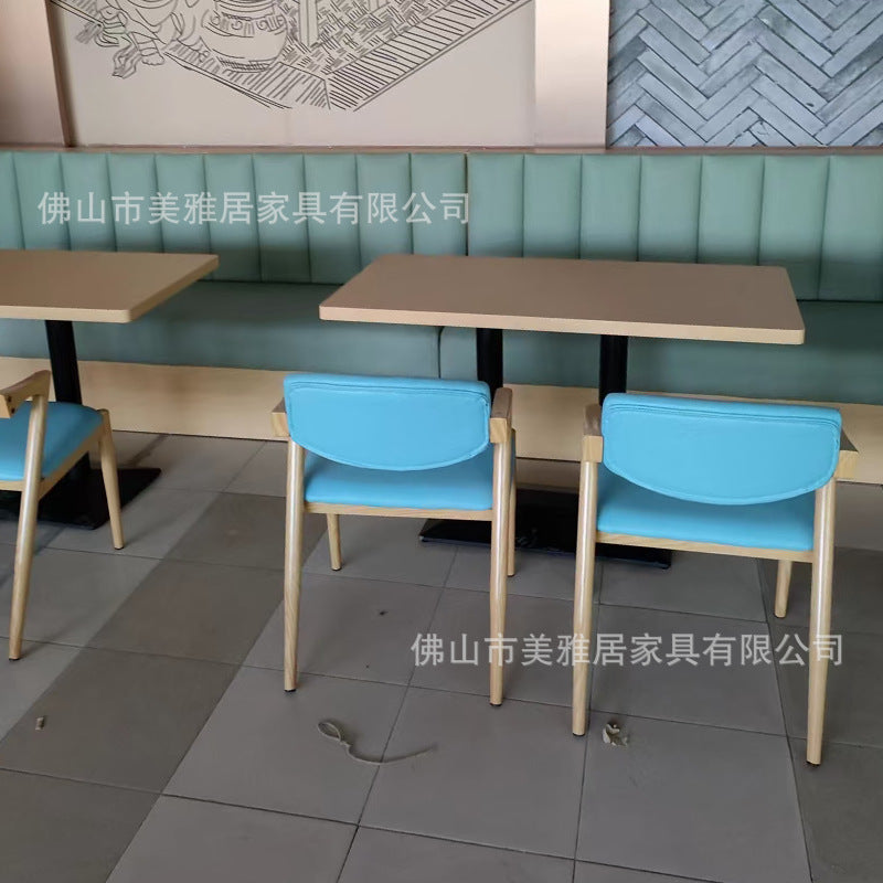 Customized canteen restaurant tables and chairs School unit commercial tables and chairs Catering restaurant noodle restaurant fast food solid wood tables and chairs combination