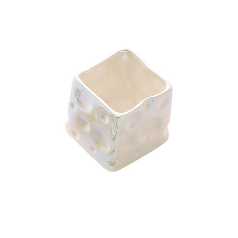 Luxury ceramic cheese storage jar - stylish desktop organizer, pen holder, and cosmetic storage container - wholesale