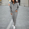 cross-border  women's solid color hooded long sleeve sweatshirt & fashionable tapered leg pants two-piece set