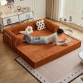 Retro fabric compression sofa small apartment living room chinese ancient style foldable double three-person dual-purpose modular lazy sofa bed