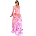 European and american style cross-border ins fresh print women's color block pleated waist slimming a-line dress for going out and gatherings