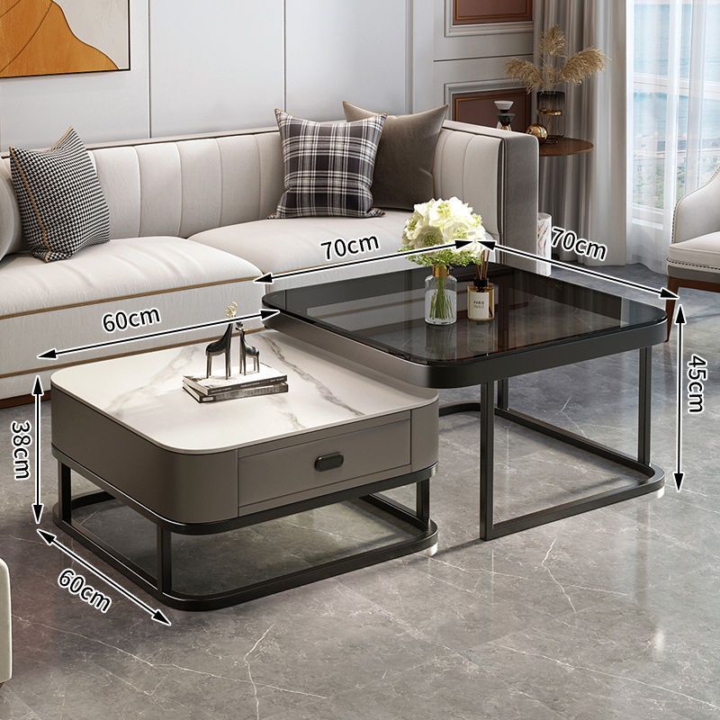 Modern minimalist sintered stone coffee table - luxury, trendy, space-saving design for small living rooms - available in various sizes for creative home combinations