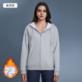 Fall and winternew arrivalfleece-lined hooded sweatshirt women's windproof heattechlooseslimming lookcasual zipper cardiganoutweard25155