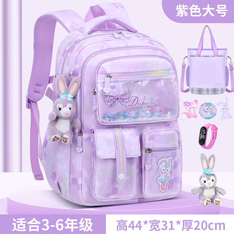 Girls' school backpack - new 2026 model for grades 1-6 - lightweight, ergonomic, and spine-protecting backpack for elementary school students