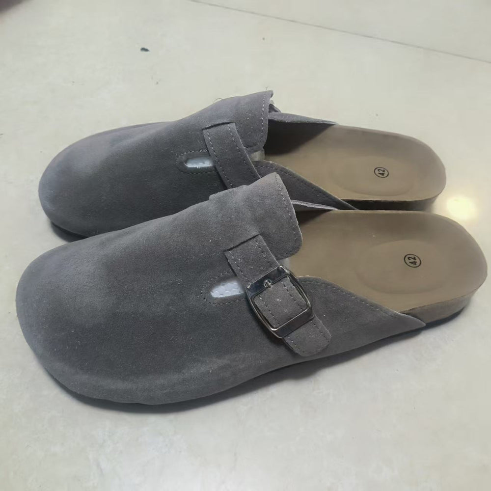 Plus size women's cork bottom slippers cross-border export baotou half slippers birkenstock shoes soft bottom roman shoes 35-46 wholesale