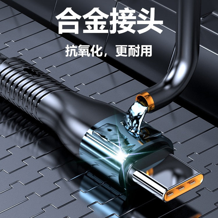 66w fishing net 3-in-1 charging cable, compatible with huawei and apple phones, fast charging cable, one-to-three charging cable wholesale