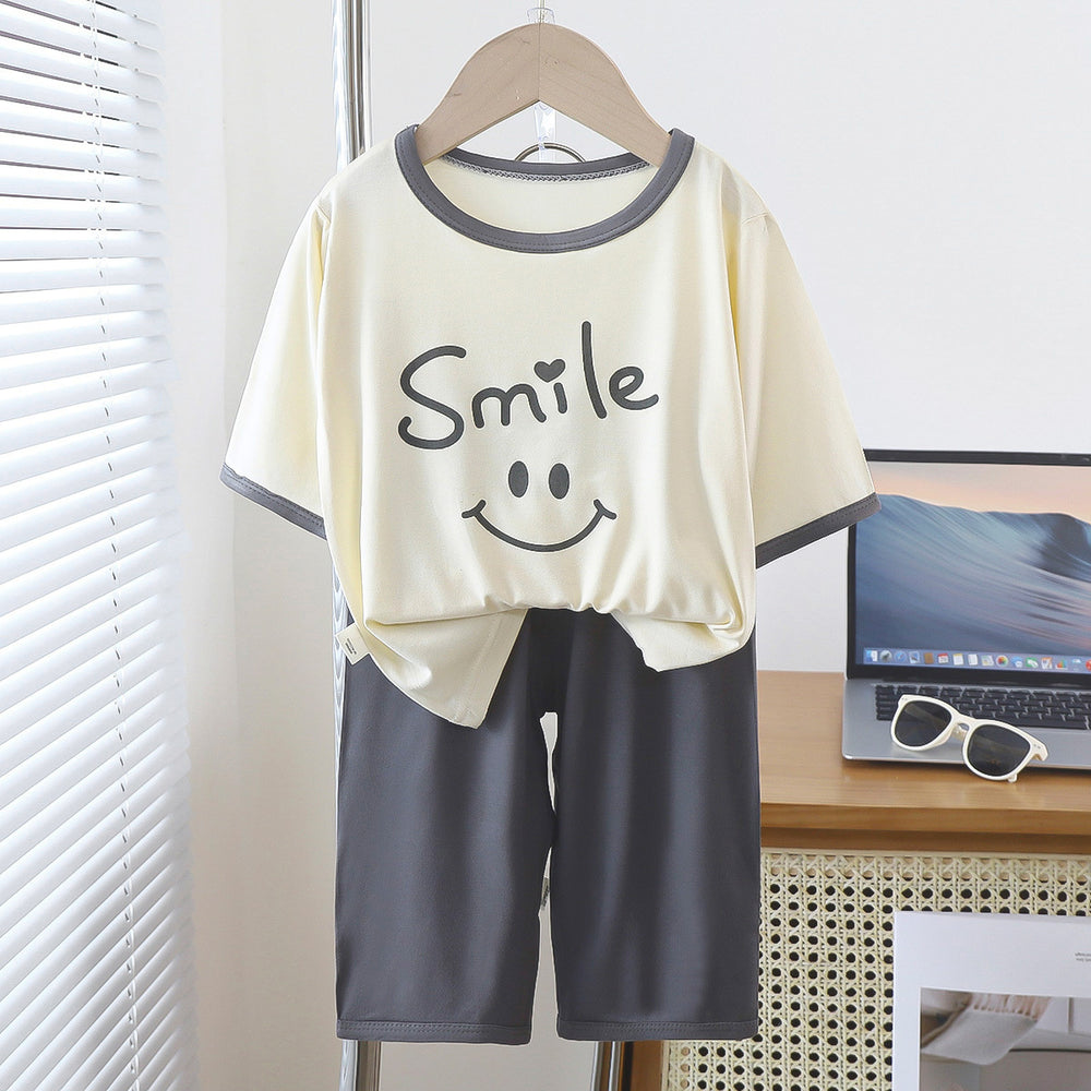 New arrival yaser home clothes three-quarter sleeve suit baby boys girlbest selling pajamas summer thin children's air-conditioned clothes