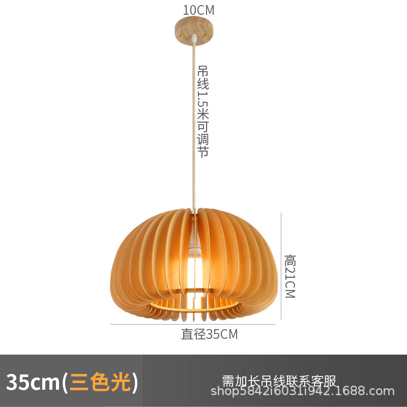 Zhongshan lighting manufacturers creative minimalist study restaurant B & B bar living room Nordic bedroom wood pumpkin chandelier