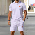 hot-selling men's polo shirt set, new summer two-piece casual short-sleeve and shorts set, dropshipping available