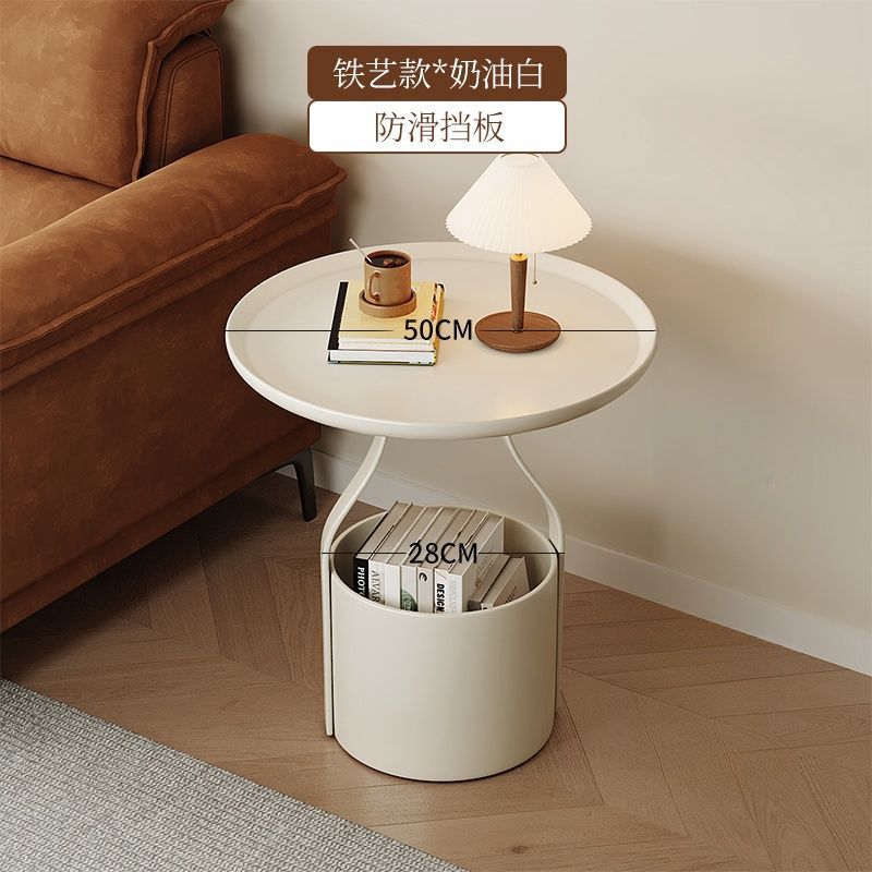 Accessible luxury sofa coffee table movable coffee table small apartment casual bedroom bedside study storage rack balcony round table
