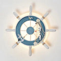 Mediterranean style wall lamp - ship's wheel design - solid wood - bedroom, living room, creative kids' room, stairway, hallway, balcony, bedside lighting
