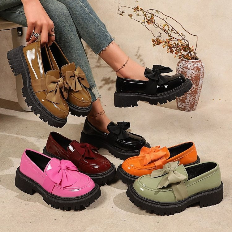 summer new arrival: plus-size women's platform loafers with bow detail - european & american style, round toe, wholesale