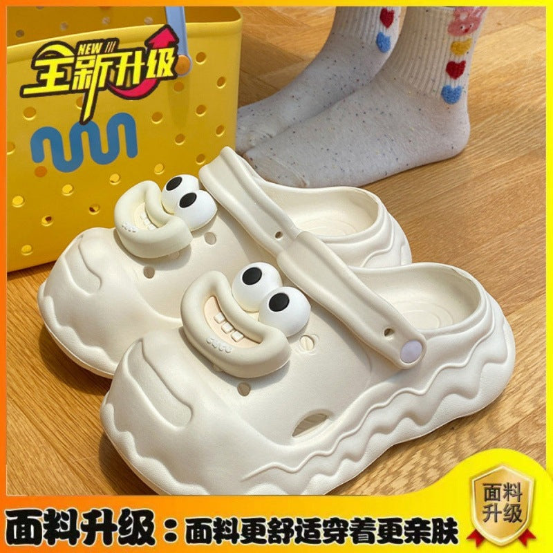 Cute cartoon hello kitty clogs - fairy style outdoor summer thick sole height increasing non-slip "stomping on clouds" beach closed-toe slippers