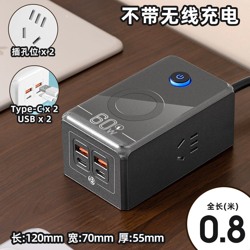 60w wireless phone charging socket panel multifunctional with usb fast charging power strip home dormitory power strip