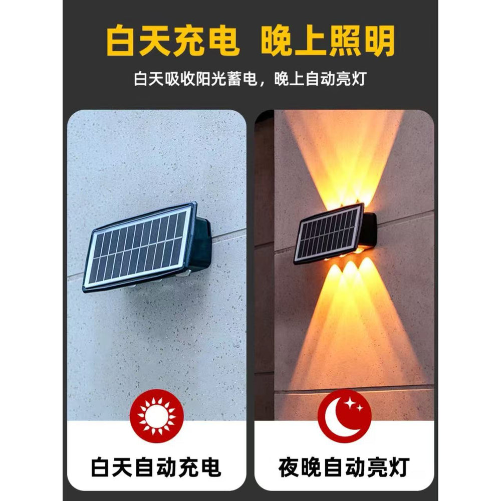 Solar powered outdoor garden lights, waterproof wall washers for home, villa, and fence lighting, landscape decorative spotlights