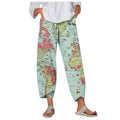 new  wide-leg pants: relaxed fit, cotton linen blend, printed, pocketed, elastic waist, cropped length - women's - in stock
