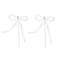 European and american cross-border retro trend imitation pearl earrings - unique irregular bow chain tassel beaded stud earrings for women