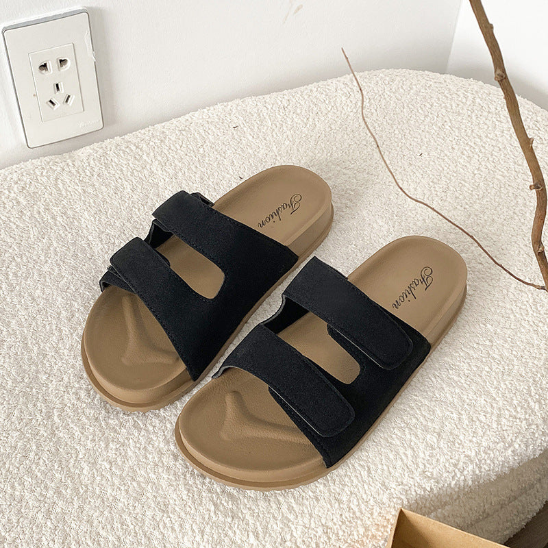 new birkenstock-style women's sandals - summer outdoor wear, double strap, velcro closure, fashionable, non-slip beach slides - women's export model