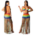 Bestselling cross-border e-commerce: european & american women's sexy hand-crocheted tassel casual set & swimsuit cover-up -  hot seller
