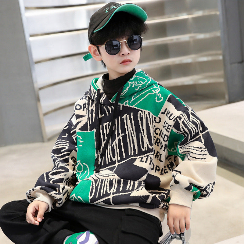 Children's clothing boys spring clothing  new style children's k-style spring long-sleeved hooded sweatshirt kids spring style trendy suit