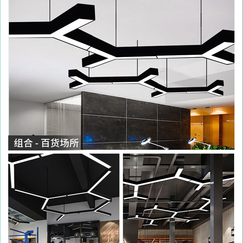 Y-shaped office light, office chandelier, herringbone shaped chandelier, gym, shopping mall supermarket splicing ceiling light