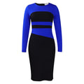 D397 european and american women's clothing  new fashion elegant and chic slim-fit ol color block bodycon plus size african dress