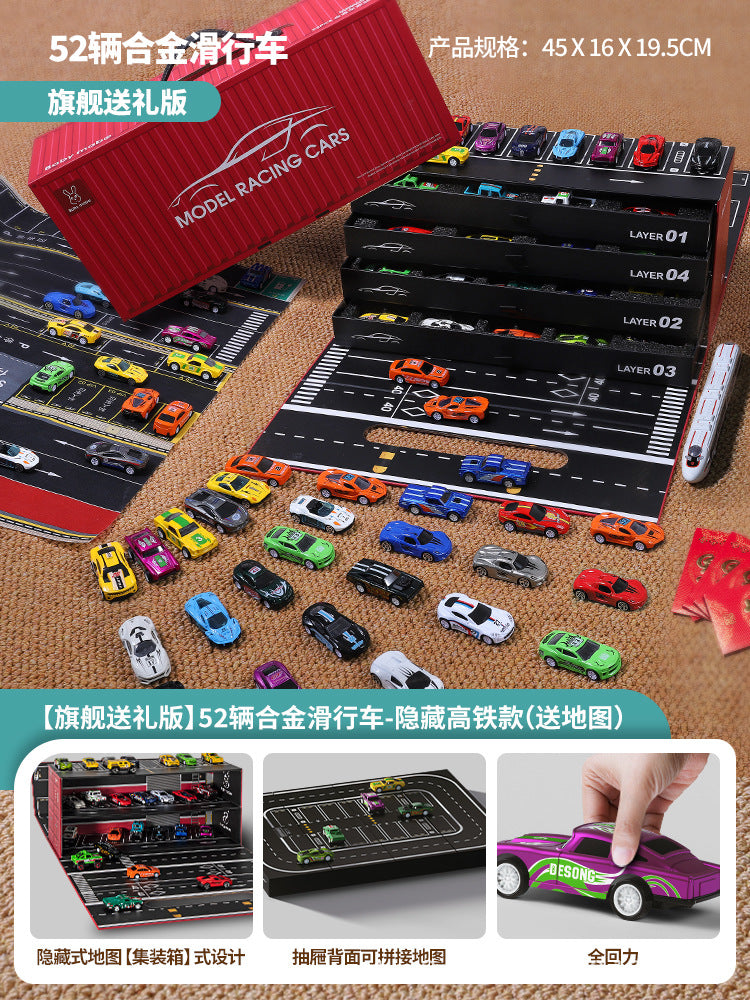 Toy car kids alloy racing model mini pull-back gift box set birthday gift for boys and girls ages 1-2