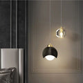 Modern minimalist black and gold half-round crystal double-light linear pendant lamp - italian style for bedroom, bedside, dining room, bar, and hotel