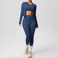 new cloud-soft brushed slim-fit long sleeve activewear set: includes a sporty jacket, casual peach lift leggings, and a yoga top – a three-piece workout outfit