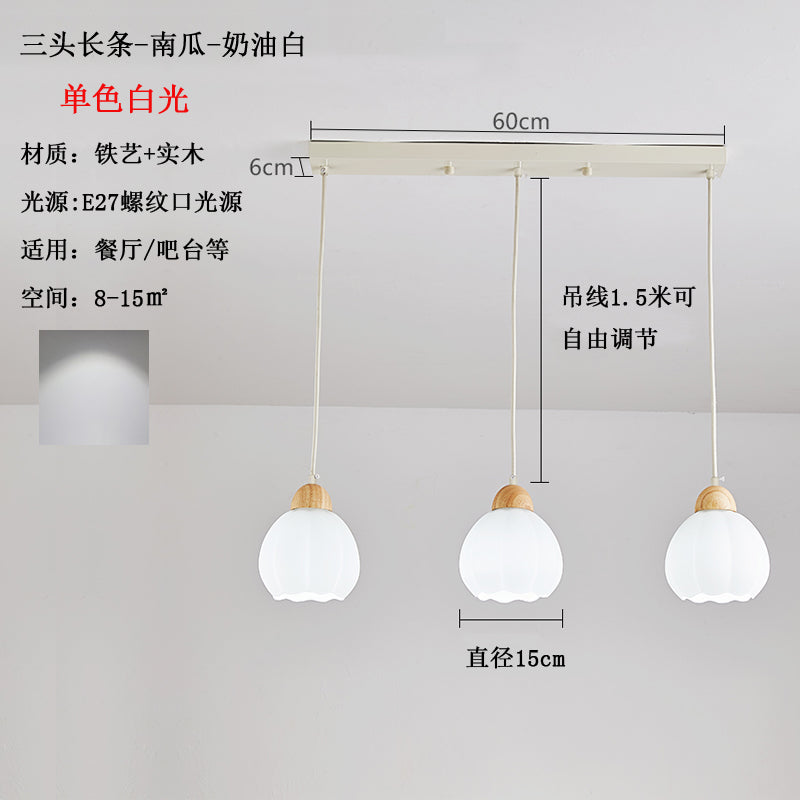 French Cream Wind Pumpkin Chandelier Designer Bar Lighting Simple Modern Creative Dining Table Art Restaurant Lights