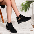 Autum belt buckle short boots for women  new large size retro side zipper export suede slimming lookbootswholesale