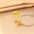 Copper micro-embedded diamond four-leaf clover hot-selling open ring female niche styleinsfashionelegantaccessible luxury ring jewelry