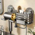 Suction cup punch-free hair dryer storage rack bathroom multi-functional comb hair dryer storage bucket hair dryer winding artifact