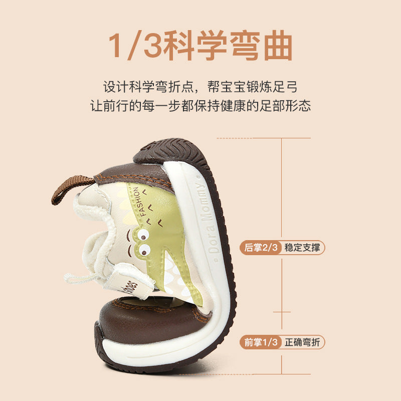 Toddler shoes for baby boys 0-1-3 years old, autumn/winter infant and toddler shoes for baby girls, soft sole functional fleece-lined thickened cotton shoes