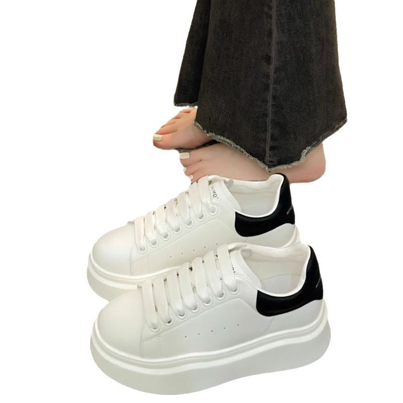 Little white shoes women's 2024 spring explosion versatile thick-soled small height-increasing shoes super fire sports casual muffin board shoes