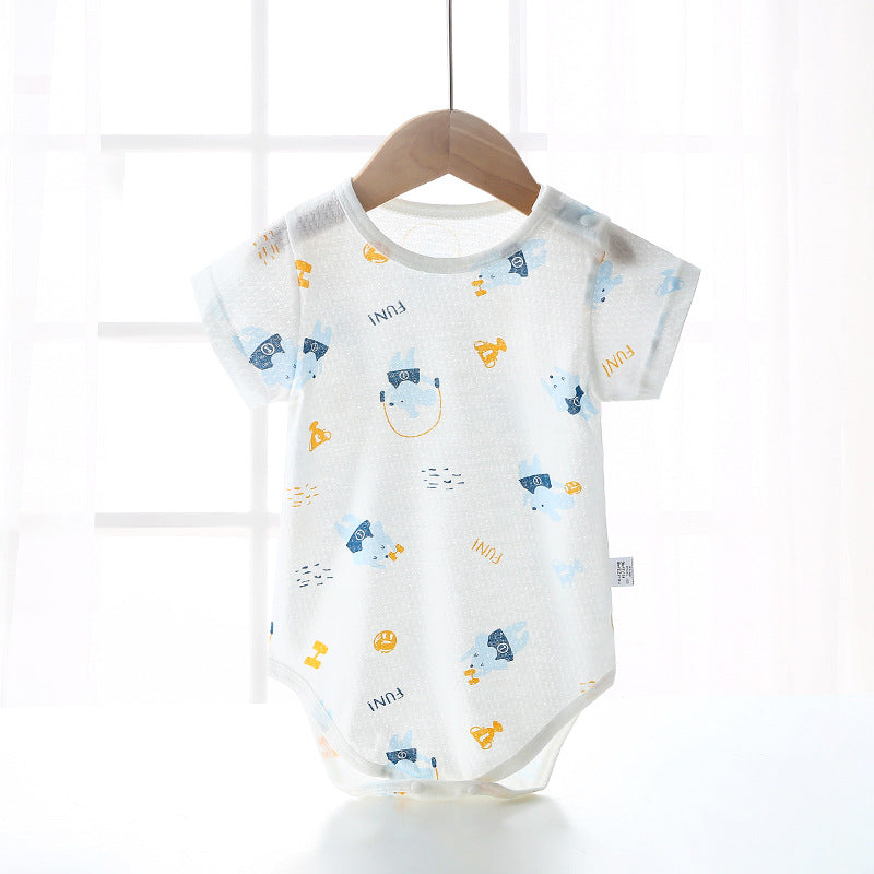 Baby bodysuit summer unisex infant short sleeve romper newborn pure cotton triangle onesie lightweight crawling suit